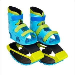 boost boots jumping shoes blue and green toy " moon boots" jumping toy